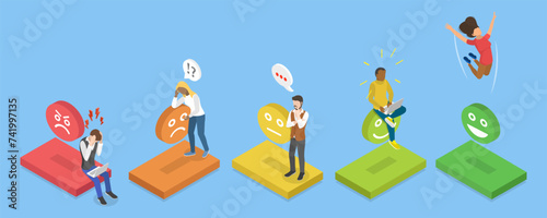 3D Isometric Flat Vector Set of Mood Scenes, Client Review