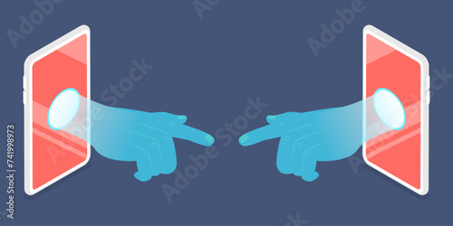 3D Isometric Flat Vector Illustration of Stay Connected, Social Media Communication