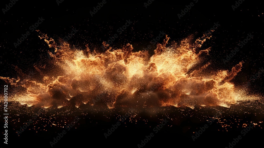 A massive, intensely hot explosion emitting sparks and billowing hot smoke, set against a black background