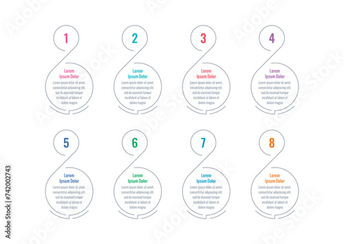 geometric informational template. eight options infographic template. infographic template for industry, science, business, technology world