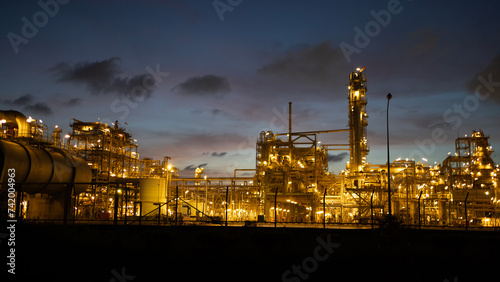 Orange light Bokeh of refinery factory at night  © naraichal