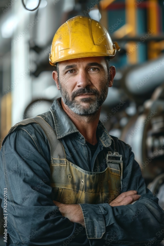 Portrait of a man is working on an oil rig Portrait of a man is working on an oil rig