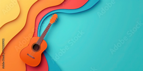 Acoustic Guitar, world music day poster, abstract concert invitation banner