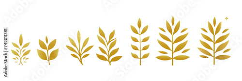 Wallpaper Mural set of golden color plants on a white background Torontodigital.ca