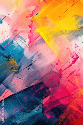 Ethereal Cosmic Textures with Neon Colors and Floating Geometric Patterns