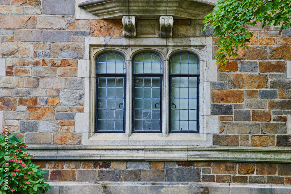Neoclassical Window Design in Stone Wall at University Campus