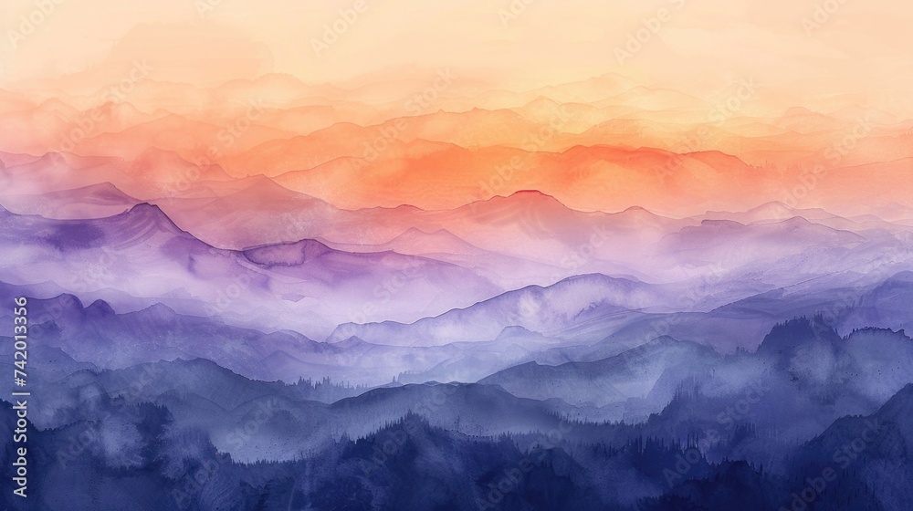 Tranquil Sunrise Inspired Wallpaper: Soft Watercolor Gradients from Peach to Lavender for a Soothing Background