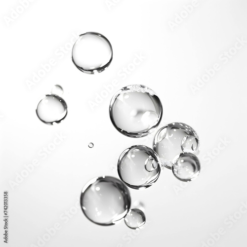 Water bubbles floating on an isolated transparent background.