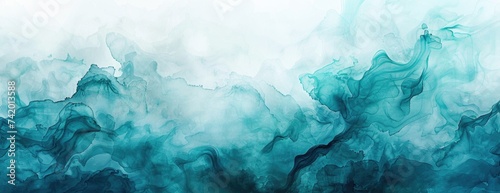 Refreshing Oceanic Desktop Wallpaper: Turquoise and Seafoam Green Fluid Watercolor Mimicking the Ocean's Surface