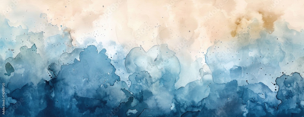 Serene Desktop Oasis: Dreamy Soft Watercolor in Pastel Hues with Cloud-Like Washes