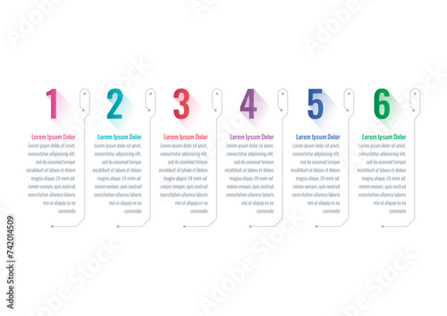 six steps infographic template. colorful numerical information template. infographic template for business, science, industry, technology world