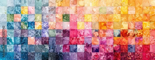 Cozy Quilted Comfort: Colorful Abstract Watercolor Patchwork for a Vibrant Desktop Theme