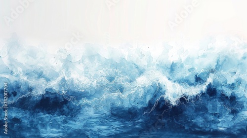 Crashing Waves Abstract: Varying Shades of Blue and White Capturing the Ocean's Dynamic Essence © TETIANA