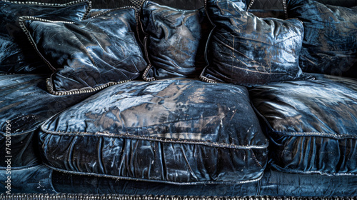  Velvet couch with cushions