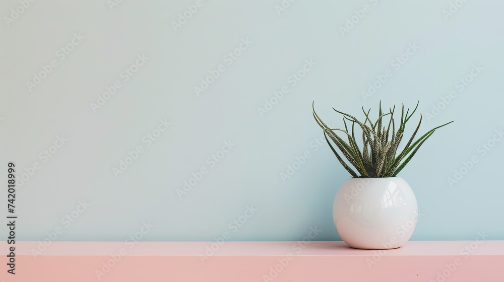Plant in White Vase on Pink Shelf Plant in White Vase on Pink Shelf