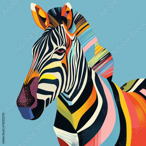 Exotic Zebra in African Savanna  Camouflaged Wildlife Portrait with Beautiful Stripes.