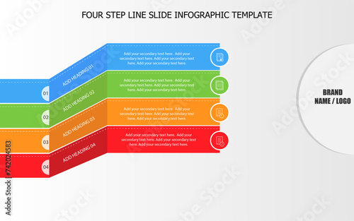 Four step line slide infographic business template design