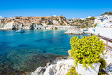 Coastal path to Rema beach in beautiful sea bay, Kimolos island, Cyclades, Greece