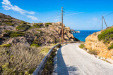 Mountain road to beautiful Firopotamos village, Milos island, Cyclades, Greece