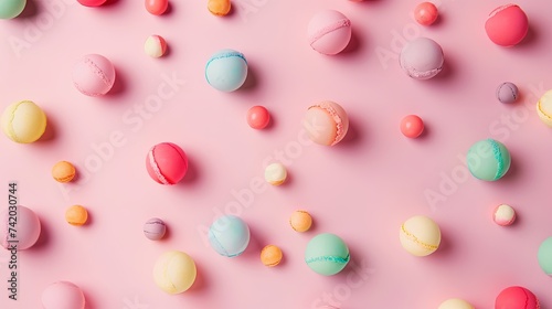 Pink Background With Pastel Colored Candies