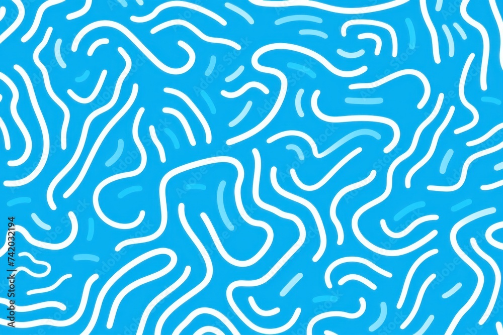 Azure fun line doodle seamless pattern