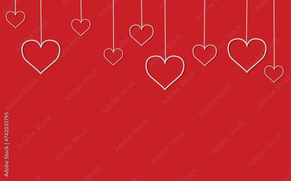 illustration of hearts on red background