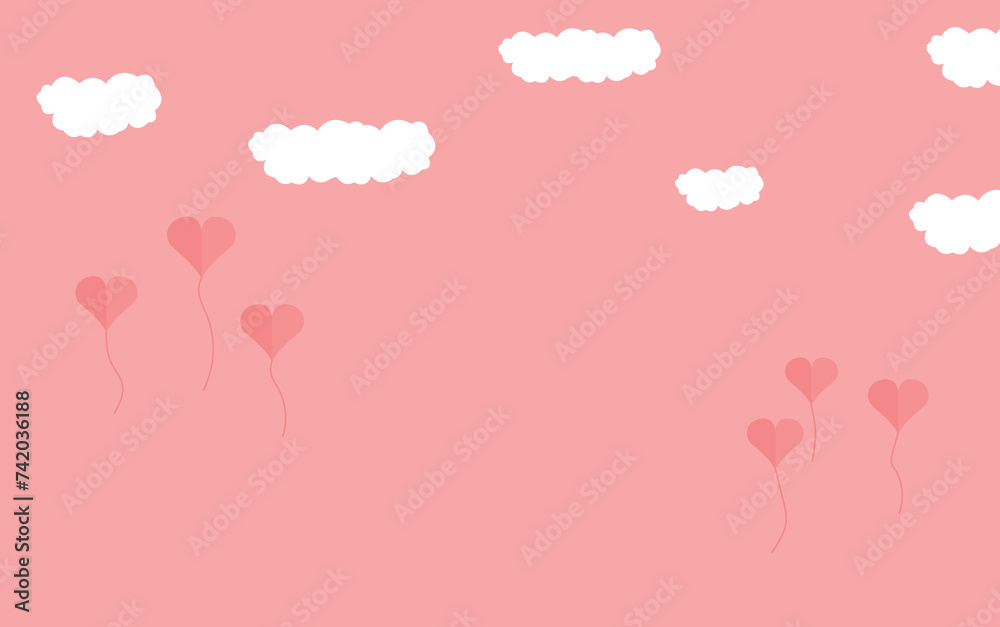 illustration hearts on pink background
