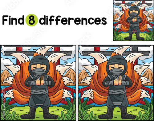 Ninja with Nine Tails Find The Differences