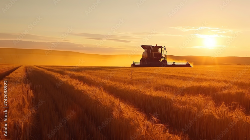 Fototapeta premium A captivating collection providing a visual narrative of the intricate relationship between farming and advanced agricultural technology. Evolution of modern agriculture.