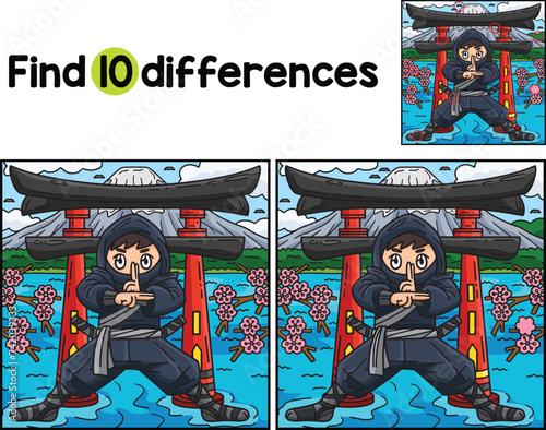 Ninja Standing in a Torii Find The Differences