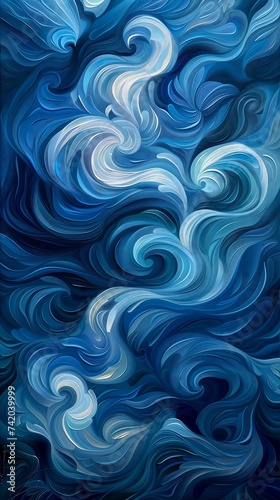 Wallpaper Mural blue white wave pattern mana flowing song wind surreal color floating ocean digital swirling fluid spirals swirls glacier coloring avatar Torontodigital.ca