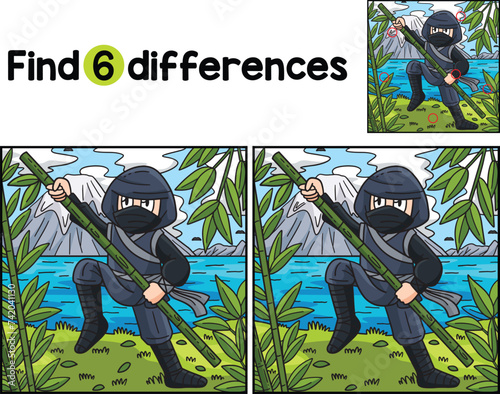 Ninja with a Bamboo Pole Find The Differences