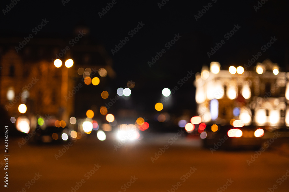 Blurred background of night city lights