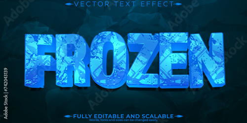 Frozen text effect, editable cold and snowtext style.