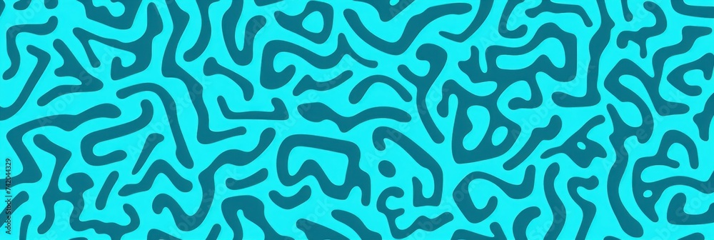 Cyan fun line doodle seamless pattern