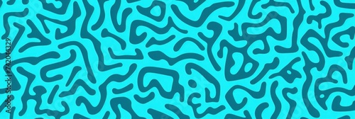 Cyan fun line doodle seamless pattern