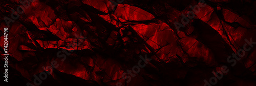 Panoramic burgundy natural bold abstract rock background. Dark stone texture mountain close-up cracked banner ad design copy space