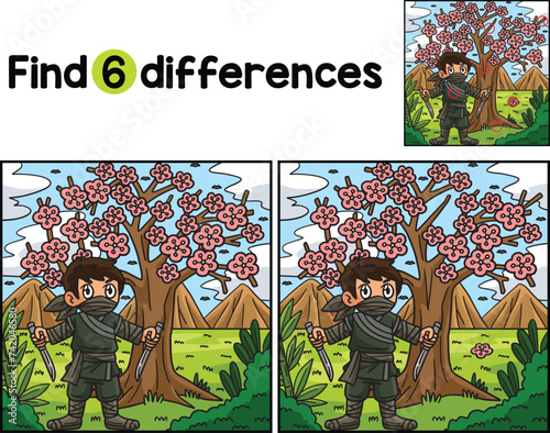 Ninja under the Sakura Tree Find The Differences