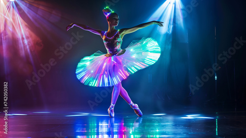 LED Light Ballet Performance, Dancer in Illuminated Tutu © Svetlana