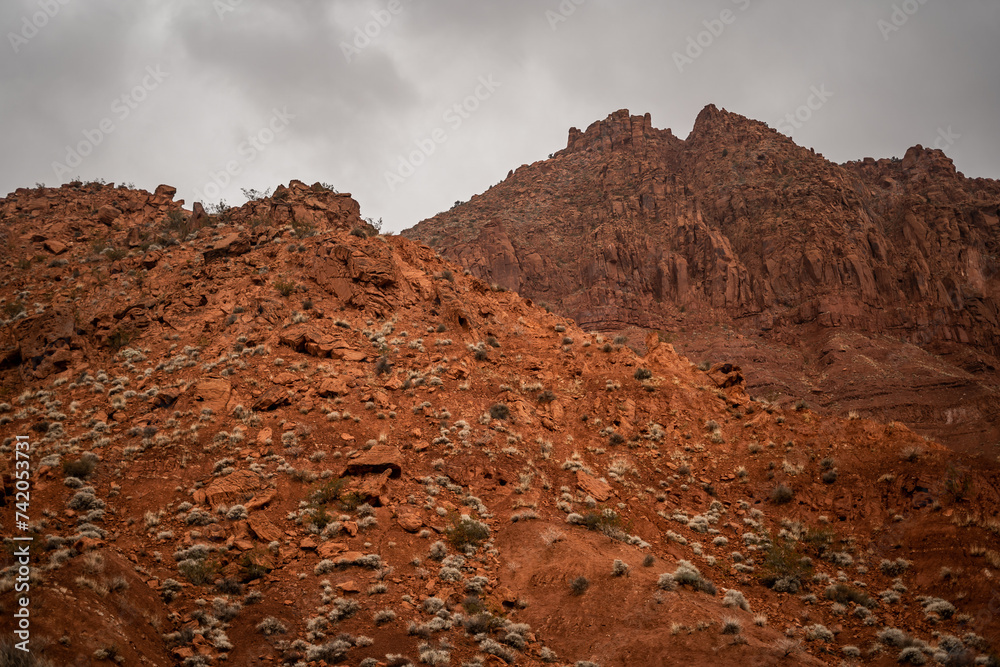Dark Cloudy Gray Sky Over Arizona Utah St. George Mountains