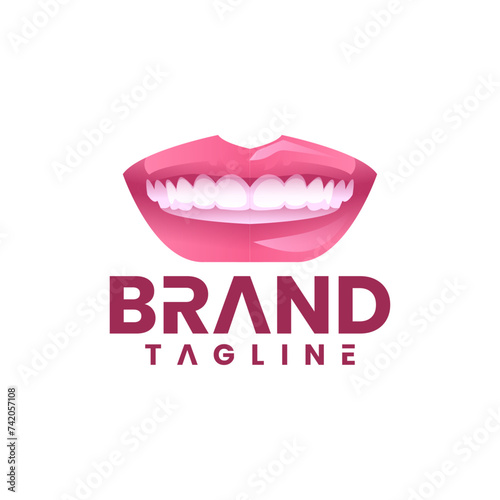 wide smiling lips vector logo suitable for businesses or lip and teeth health products