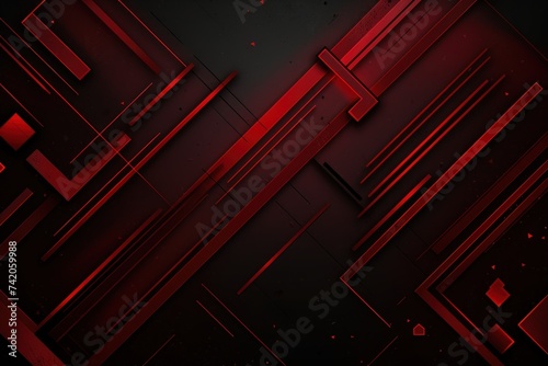 Dark Red grunge stripes abstract banner design. Geometric tech background. Vector illustration