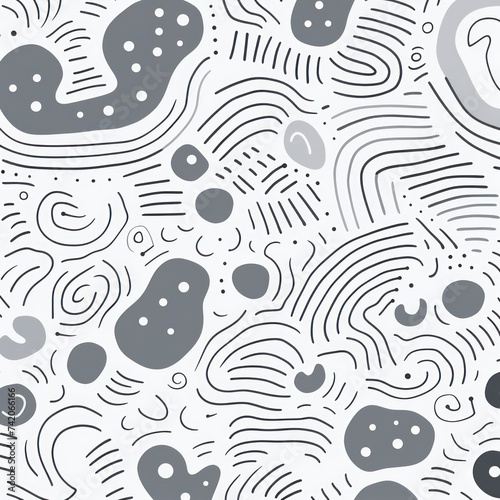 Gray fun line doodle seamless pattern