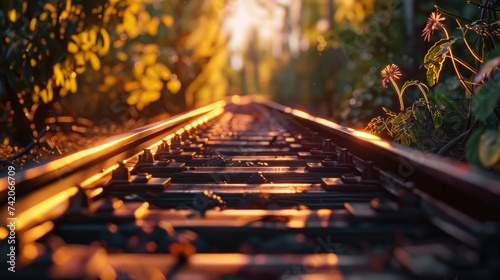 Train Track Natural Light. Train track with natural illumination photo