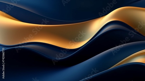 Gold and navy blue waves abstract luxury background Ai Generative