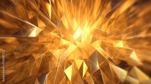 Golden light rays effect with geometric shapes Ai Generative