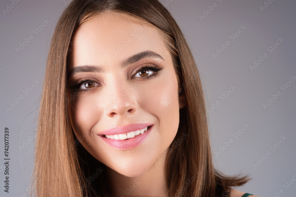 Portrait of attractive cheerful happy and smiling young woman. Joyful excited cheery female model. Close-up portrait of happy woman. Portrait of positive girl with smile. Portrait of attractive cheerful happy and smiling young woman. Joyful excited cheery female model. Close-up portrait of happy woman. Portrait of positive girl with smile.