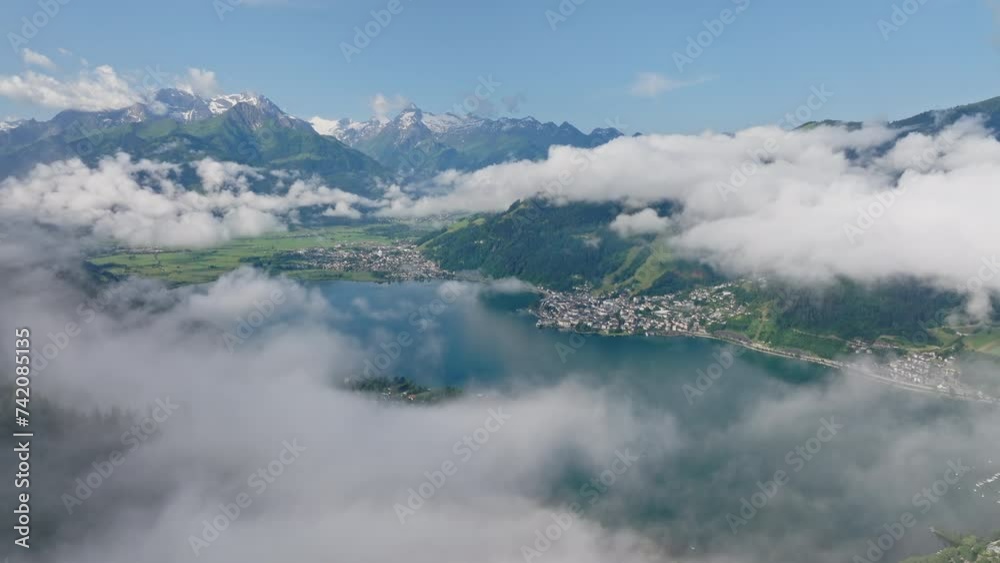 Drone Flight Over Zell am See's Lake And Mountains Drone Flight Over Zell am See's Lake And Mountains
