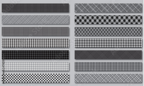 色々なチェック柄のセットのイラスト
