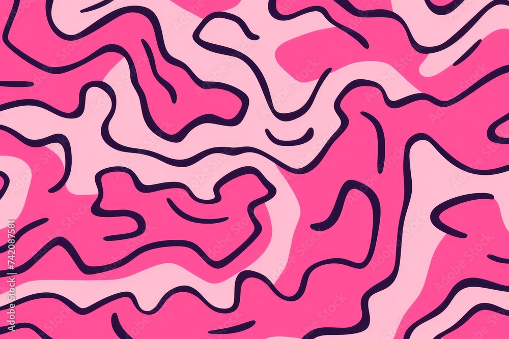 Pink fun line doodle seamless pattern
